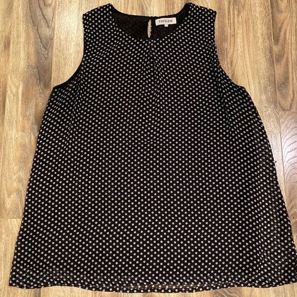 Favelem Tops - NWOT Favelem Black With White Dot Tunic Tank XXL